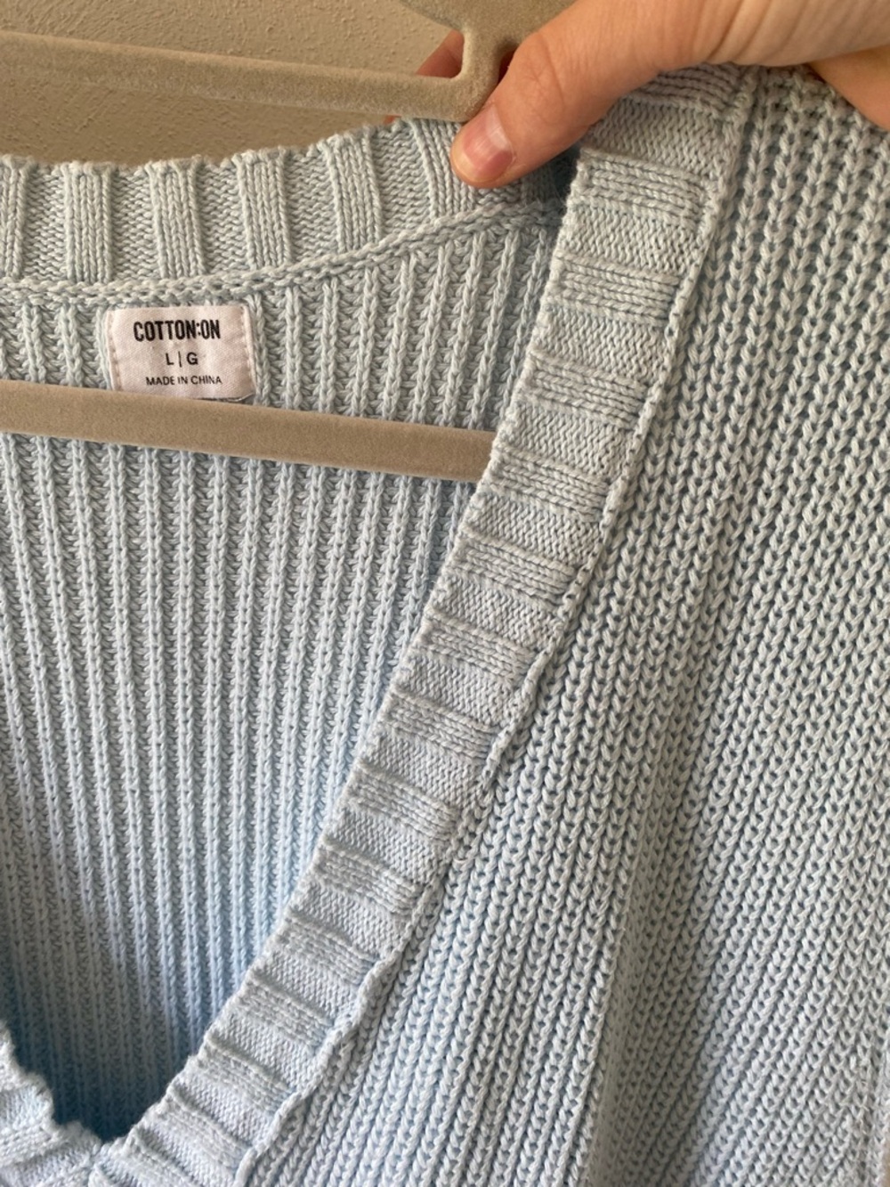 Cotton On Sky Blue V-Neck Knit Sweater Vest, 100 Cotton, L - Picture 3 of 4